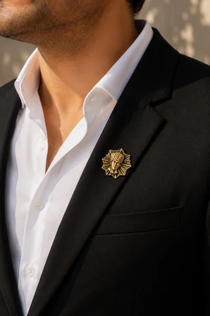 Atatürk Siluet Gold Renk Rozet Unisex Yaka Aksesuarı