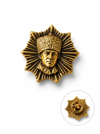 Atatürk Siluet Gold Renk Rozet Unisex Yaka Aksesuarı