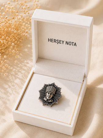 Atatürk Siluet Gümüş Renk Rozet Unisex Yaka Aksesuarı