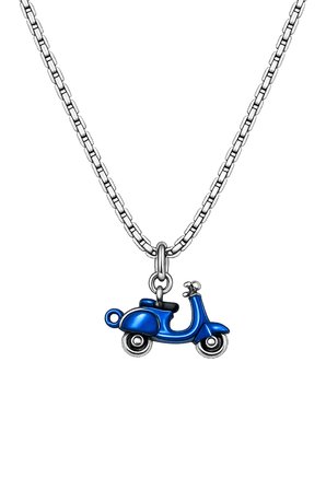 Mavi Hareketli Tekerlekli Vespa Kolye Paslanmaz Çelik Zincirli 60 cm Unisex Motor Kolyesi