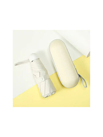 6 Telli Mini Cepboy Kapsullü Şemsiye -Bej