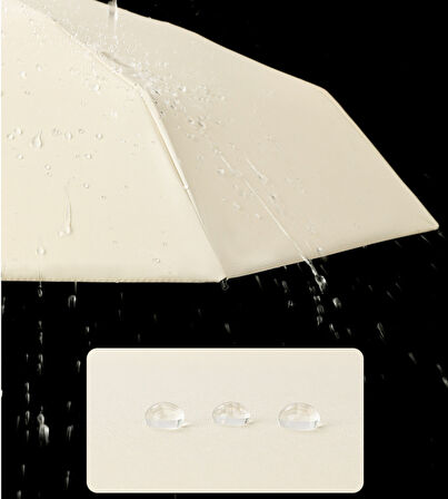 6 Telli Mini Cepboy Kapsullü Şemsiye -Bej