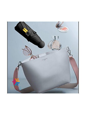 6 Telli Mini Cepboy Kapsullü Şemsiye -Siyah