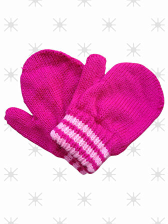 Parmaksız Kız Bebe Eldiveni Fuşya Örgü Eldiven 0-3 Yaş
