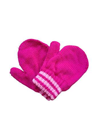 Parmaksız Kız Bebe Eldiveni Fuşya Örgü Eldiven 0-3 Yaş
