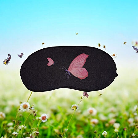 Işığı Geçirmez Yumuşak Rahat Kelebek Desenli Uyku Bandı Uyku Gözlüğü Araba Ev Ofis Spa Meditasyon Göz Bandı