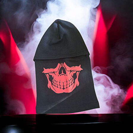 Termal Kırmızı Kurukafa Baskılı Kar Maskesi 