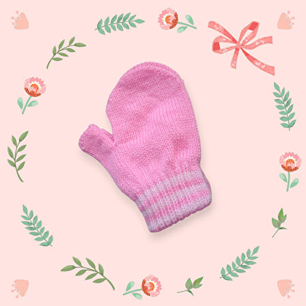 Parmaksız Kız Bebe Eldiveni Pembe Örgü Eldiven 0-3 Yaş