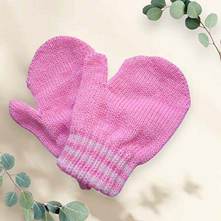 Parmaksız Kız Bebe Eldiveni Pembe Örgü Eldiven 0-3 Yaş