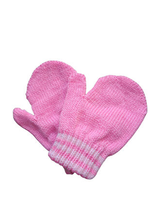 Parmaksız Kız Bebe Eldiveni Pembe Örgü Eldiven 0-3 Yaş