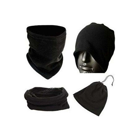 Kışlık Spor Unisex Siyah Polar Boyunluk Siyah