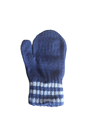 Parmaksız Erkek Bebe Eldiveni Mavi Örgü Eldiven 0-3 Yaş