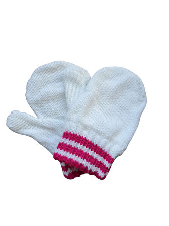 Parmaksız Kız Bebe Eldiveni Beyaz Örgü Eldiven 1-3 Yaş