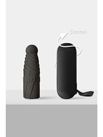 Mini Cep Boy Lüx Şemsiye UV Korumalı Siyah Mini Şemsiye