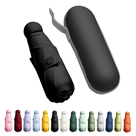 Mini Cep Boy Lüx Şemsiye UV Korumalı Siyah Mini Şemsiye
