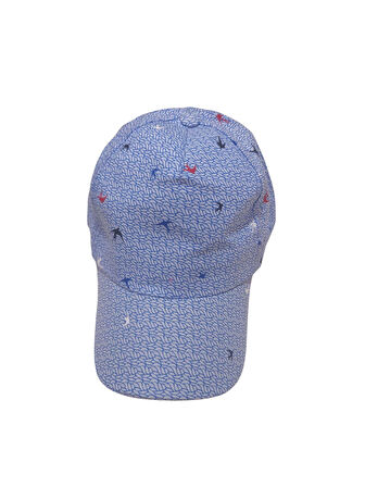 Mavi Kırlangıc Desenli Çocuk Şapkası Ayarlanabilir Çocuk Cap 3-6 Yaş
