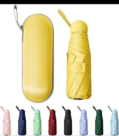 6 Telli Mini Cepboy Kapsullü Şemsiye -Sarı
