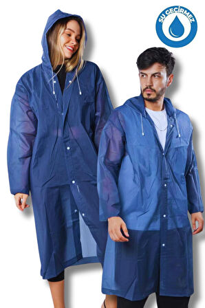 Kadın Erkek Yağmurluk Kapüşonlu Çıtçıtlı Eva Lacivert Yağmurluk Bymmrc881r04