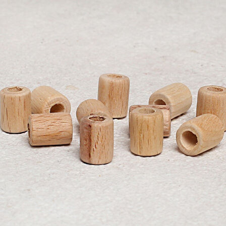 Loren Crafts 10 Adet Ham Boru Ahşap Boncuk 16mm