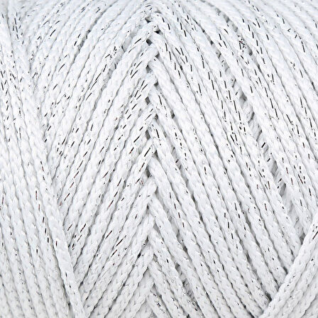 Loren Soft Star Makrome İpi Gümüş Simli Beyaz RM10