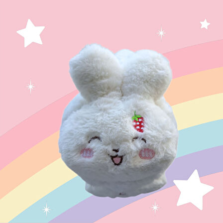 Kız Çocuk  3D Peluş Tavşan Kulaklık Beyaz