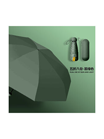 6 Telli Mini Cepboy Kapsullü Şemsiye -Yeşil