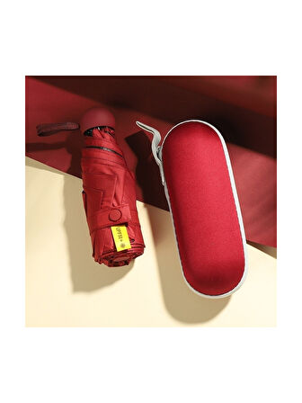 6 Telli Mini Cepboy Kapsullü Şemsiye -Kırmızı