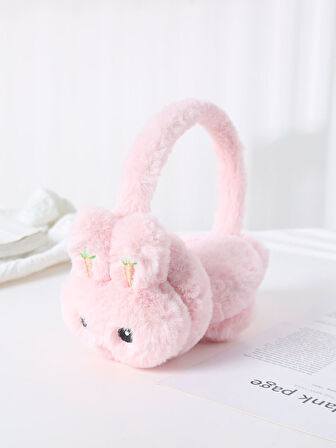 Çocuk Tavşan Ponpon Kulaklık Pembe 