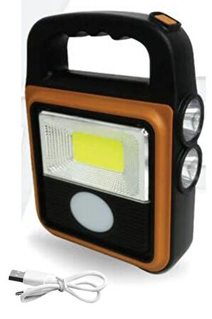 BUFFER® Taşınabilir 4 Farklı Fonksiyonlu Güneş Enerjili ve USB ile Şarj Olabilen Portatif Led Işıldak HS-8020