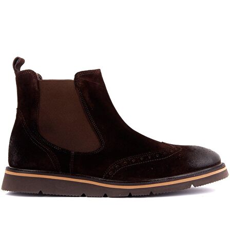 Sail Laker's Küt Burun Orta Topuk Lastikli Soğuk Havaya Dayanıklı Günlük Kahverengi Klasik Bot Süet