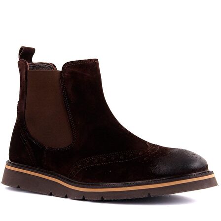 Sail Laker's Küt Burun Orta Topuk Lastikli Soğuk Havaya Dayanıklı Günlük Kahverengi Klasik Bot Süet