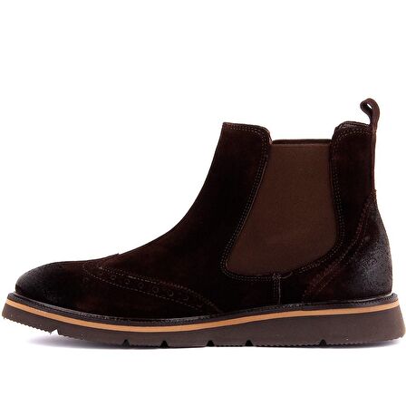 Sail Laker's Küt Burun Orta Topuk Lastikli Soğuk Havaya Dayanıklı Günlük Kahverengi Klasik Bot Süet