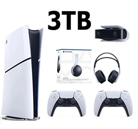 Sony Playstation 5 Slim Dijital 3TB +2.Dualsense+PS5 KAMERA +3D PLUS KULAKLIK