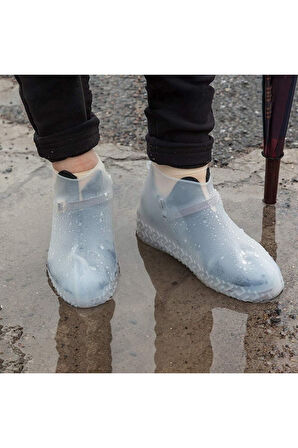 Ayakkabı koruyucu silikonu yağmur koruyucu su geçirmez ayakkabı kılıfı tırtıklı esnek 34-41 numara