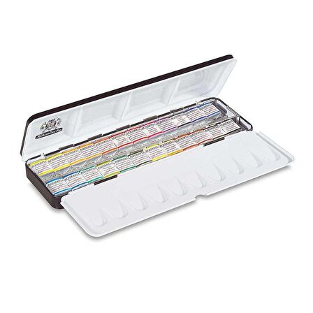 Schmincke Akademie Sulu Boya Aquarell Metal Kutu Yarım Tablet 24'lü Set