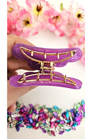 Karanlıkta Parlayan Fenomen Saç Tokası Bulut Model Mor Renk 7 cm