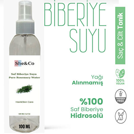 She&Co %100 Doğal Biberiye Suyu, Canlandırıcı, Saç  Toniği 100 ML