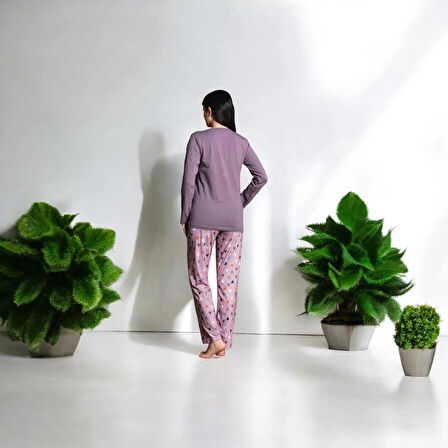 Lukitus Baskılı LikralI Kadın Pijama Takımı