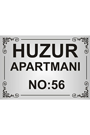 Apartman İsim Tabelası Aliminyum AYNALI Gümüş Metal Levha