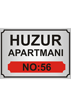 Apartman İsim Tabelası Aliminyum AYNALI Gümüş Metal Levha