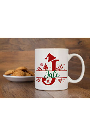 Yılbaşı Özel Kişiselleştirilebilir İsim Yazdırılabilir Harfli Kupa Bardak Christmas