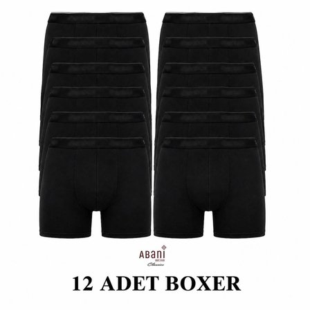 Abani Classic 12 Adet Erkek Boxer Şort Paçalı Ekonomik Paket Pamuk Likralı Konforlu 