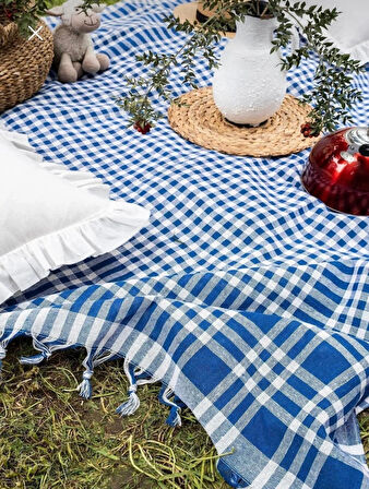Çok Amaçlı Sofra Bezi & Piknik Örtüsü & Masa Örtüsü Ekose Pötikare Desenli