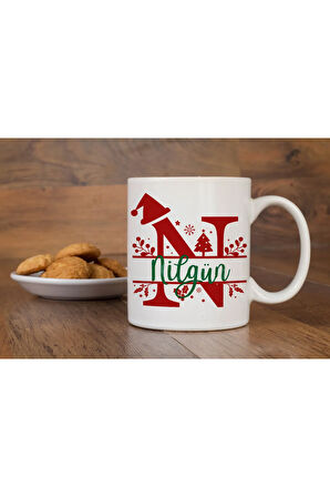 Yılbaşı Özel Kişiselleştirilebilir İsim Yazdırılabilir Harfli Kupa Bardak Christmas