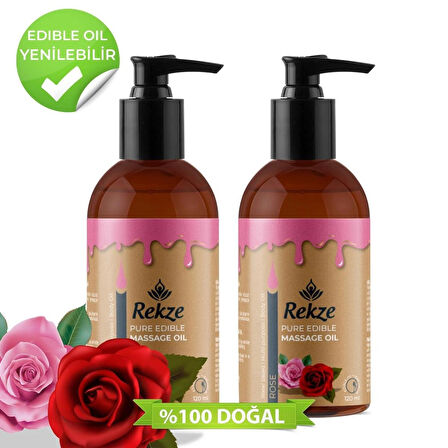 Rekze 2 Adet Gül Aromalı Nemlendirici Kokulu Erotik Vucut Masaj Yagı 120 ml