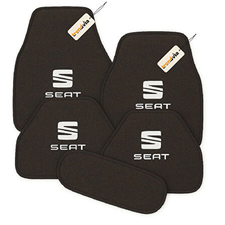 Antrasit Renk SEAT Logolu Halı Oto Paspas Seti 5 Parça – Dayanıklı Malzeme, Su Geçirmez, Kaymaz Taban, Tüm Mevsimlere Uygun