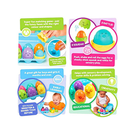 TOMY TOOMİES PARLAK RENKLİ SAKLAMBAÇLI YUMURTALAR SESLİ 6M+
