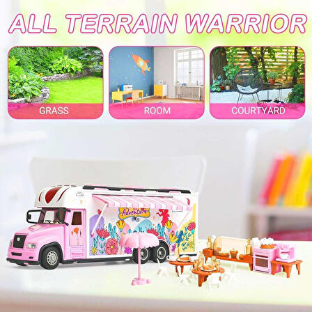 PASİFİK KUMANDALI PEMBE KARAVAN FC017 EĞLENCELİ ARAÇ AÇILIR KAPI 2.4GHZ SESLİ IŞIKLI 6+