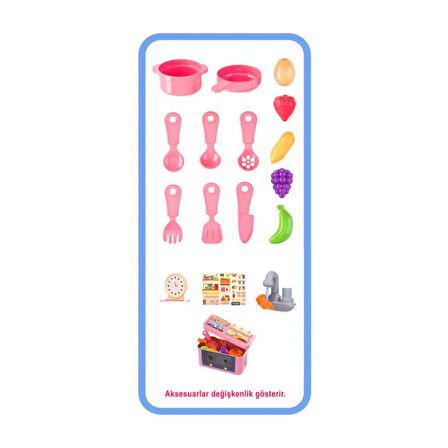 KAYYUM MİNİ MUTFAK SETİ SULU MUSLUKLU 2560 PEMBE 3+