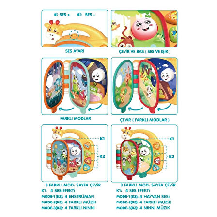 VARDEM 855-162A BEBEK PİYANOSU ZÜRAFA KİTAPLI IŞIKLI MÜZİKLİ KUTULU 12M+